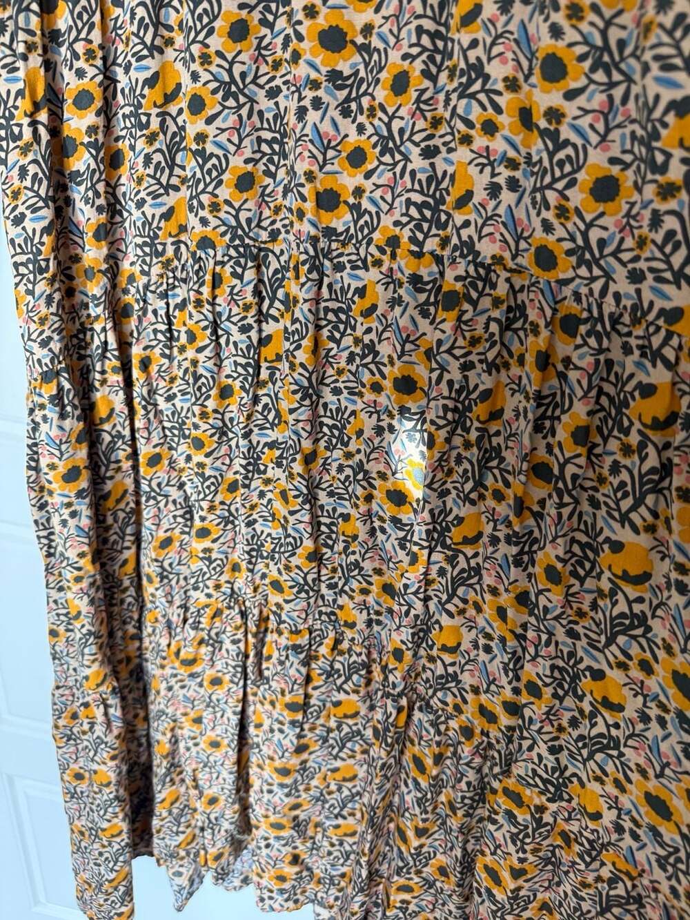 Natural Life Floral Collared Shirt Dress Tiered Midi Size Large - Picture 8 of 9